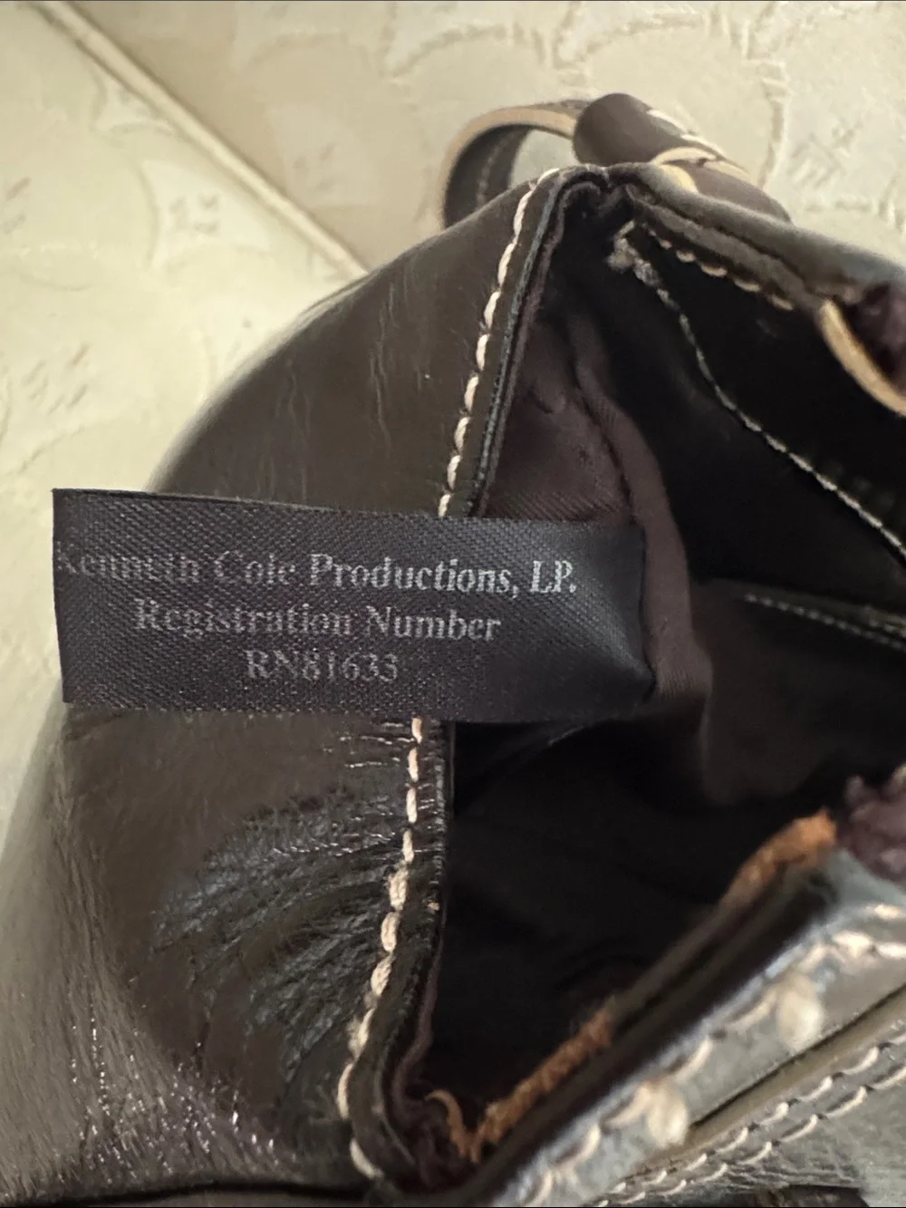 Kenneth Cole New York Brown Leather Shoulder Bag with Silver Hardware